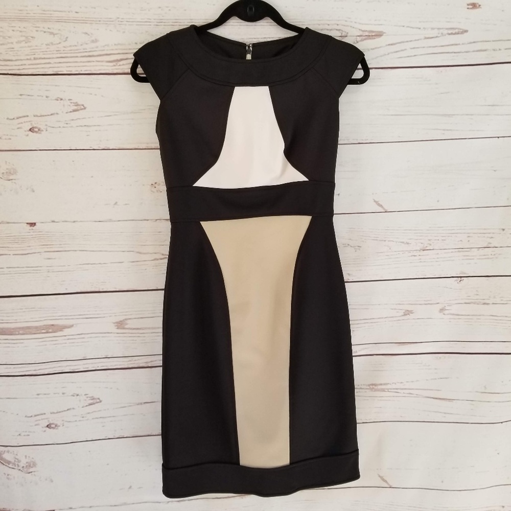Colorblock Bandage Cap Sleeve Dress